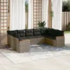 Image de Vidaxl Salon De Jardin 9 Pcs Avec Coussins Gris RÃ©sine TressÃ©e
