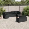 Image de Vidaxl Salon De Jardin 9 Pcs Avec Coussins Noir RÃ©sine TressÃ©e