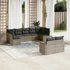Image de Vidaxl Salon De Jardin 9 Pcs Avec Coussins Gris RÃ©sine TressÃ©e