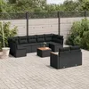 Image de Vidaxl Salon De Jardin 10 Pcs Avec Coussins Noir RÃ©sine TressÃ©e