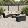 Image de Vidaxl Salon De Jardin 10 Pcs Avec Coussins Noir RÃ©sine TressÃ©e