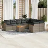 Image de Vidaxl Salon De Jardin Avec Coussins 10 Pcs Gris RÃ©sine TressÃ©e