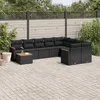Image de Vidaxl Salon De Jardin 10 Pcs Avec Coussins Noir RÃ©sine TressÃ©e