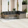 Image de Vidaxl Salon De Jardin Avec Coussins 10 Pcs Gris RÃ©sine TressÃ©e