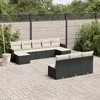Image de Vidaxl Salon De Jardin 10 Pcs Avec Coussins Noir RÃ©sine TressÃ©e