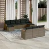 Image de Vidaxl Salon De Jardin Avec Coussins 10 Pcs Gris RÃ©sine TressÃ©e