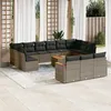 Image de Vidaxl Salon De Jardin Avec Coussins 14 Pcs Gris RÃ©sine TressÃ©e
