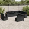 Image de Vidaxl Salon De Jardin 12 Pcs Avec Coussins Noir RÃ©sine TressÃ©e