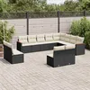 Image de Vidaxl Salon De Jardin 12 Pcs Avec Coussins Noir RÃ©sine TressÃ©e