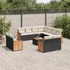 Image de Vidaxl Salon De Jardin 12 Pcs Avec Coussins Noir RÃ©sine TressÃ©e
