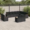 Image de Vidaxl Salon De Jardin 12 Pcs Avec Coussins Noir RÃ©sine TressÃ©e