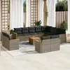 Image de Vidaxl Salon De Jardin Avec Coussins 13 Pcs Gris RÃ©sine TressÃ©e