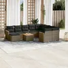 Image de Vidaxl Salon De Jardin 11 Pcs Avec Coussins Gris RÃ©sine TressÃ©e