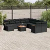 Image de Vidaxl Salon De Jardin 12 Pcs Avec Coussins Noir RÃ©sine TressÃ©e
