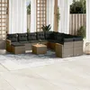 Image de Vidaxl Salon De Jardin Avec Coussins 12 Pcs Gris RÃ©sine TressÃ©e