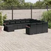 Image de Vidaxl Salon De Jardin 12 Pcs Avec Coussins Noir RÃ©sine TressÃ©e