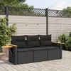 Image de Vidaxl Salon De Jardin 3 Pcs Avec Coussins Noir RÃ©sine TressÃ©e