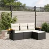 Image de Vidaxl Salon De Jardin 4 Pcs Avec Coussins Noir RÃ©sine TressÃ©e