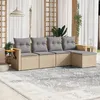 Image de Vidaxl Salon De Jardin Avec Coussins 5 Pcs Beige RÃ©sine TressÃ©e