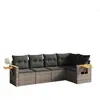 Image de Salons de jardin VidaXL  Salon de jardin  5 pcs gris résine tressée P31600408