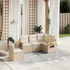 Image de Vidaxl Salon De Jardin Avec Coussins 5 Pcs Beige RÃ©sine TressÃ©e