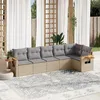 Image de Vidaxl Salon De Jardin Avec Coussins 6 Pcs Beige RÃ©sine TressÃ©e