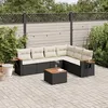 Image de Vidaxl Salon De Jardin 7 Pcs Avec Coussins Noir RÃ©sine TressÃ©e