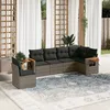 Image de Vidaxl Salon De Jardin 6 Pcs Avec Coussins Gris RÃ©sine TressÃ©e