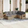 Image de Vidaxl Salon De Jardin Avec Coussins 7 Pcs Beige RÃ©sine TressÃ©e