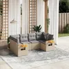 Image de Vidaxl Salon De Jardin Avec Coussins 6 Pcs Beige RÃ©sine TressÃ©e
