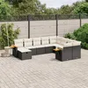 Image de Vidaxl Salon De Jardin 10 Pcs Avec Coussins Noir RÃ©sine TressÃ©e
