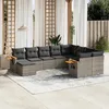 Image de Vidaxl Salon De Jardin Avec Coussins 10 Pcs Gris RÃ©sine TressÃ©e