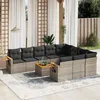 Image de Vidaxl Salon De Jardin 11 Pcs Avec Coussins Gris RÃ©sine TressÃ©e