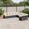Image de Vidaxl Salon De Jardin 10 Pcs Avec Coussins Noir RÃ©sine TressÃ©e
