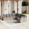 Image de Vidaxl Salon De Jardin Avec Coussins 10 Pcs Beige RÃ©sine TressÃ©e