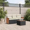 Image de Vidaxl Salon De Jardin 4 Pcs Avec Coussins Noir RÃ©sine TressÃ©e