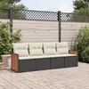 Image de Vidaxl Salon De Jardin 4 Pcs Avec Coussins Noir RÃ©sine TressÃ©e