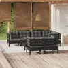 Image de Vidaxl Salon De Jardin 7 Pcs Avec Coussins Noir RÃ©sine TressÃ©e