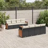 Image de Vidaxl Salon De Jardin 9 Pcs Avec Coussins Noir RÃ©sine TressÃ©e
