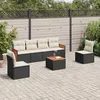 Image de Vidaxl Salon De Jardin 7 Pcs Avec Coussins Noir RÃ©sine TressÃ©e