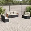 Image de Vidaxl Salon De Jardin 7 Pcs Avec Coussins Noir RÃ©sine TressÃ©e