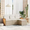 Image de Vidaxl Salon De Jardin Avec Coussins 4 Pcs Beige RÃ©sine TressÃ©e