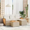 Image de Vidaxl Salon De Jardin Avec Coussins 5 Pcs Beige RÃ©sine TressÃ©e