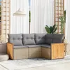 Image de Vidaxl Salon De Jardin Avec Coussins 4 Pcs Beige RÃ©sine TressÃ©e