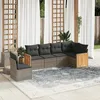 Image de Vidaxl Salon De Jardin 6 Pcs Avec Coussins Gris RÃ©sine TressÃ©e