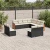 Image de Vidaxl Salon De Jardin 11 Pcs Avec Coussins Noir RÃ©sine TressÃ©e