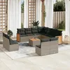 Image de Vidaxl Salon De Jardin Avec Coussins 12 Pcs Gris RÃ©sine TressÃ©e