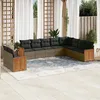 Image de Vidaxl Salon De Jardin Avec Coussins 10 Pcs Gris RÃ©sine TressÃ©e
