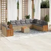 Image de Vidaxl Salon De Jardin 11 Pcs Avec Coussins Beige RÃ©sine TressÃ©e