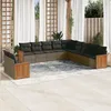 Image de Vidaxl Salon De Jardin 11 Pcs Avec Coussins Gris RÃ©sine TressÃ©e